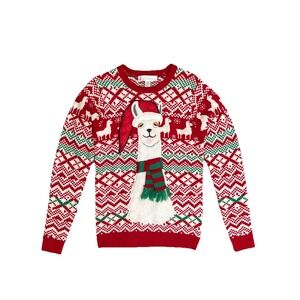 Jolly Llama Ugly Christmas Sweater Red White Green Unisex Small‎ Holiday Knit